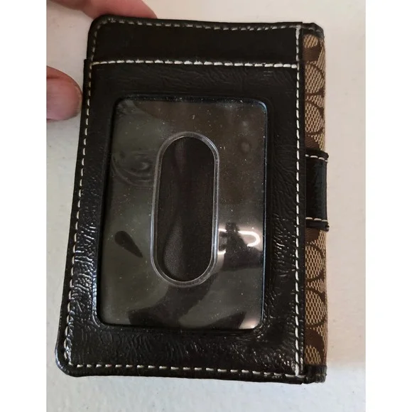 Coach Signature‎ C Monogram Wristlet Pouch Wallet Black Tan - Picture 11 of 11